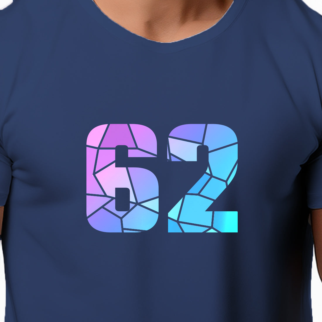 62 Number Men Unisex T-Shirt (Navy Blue)