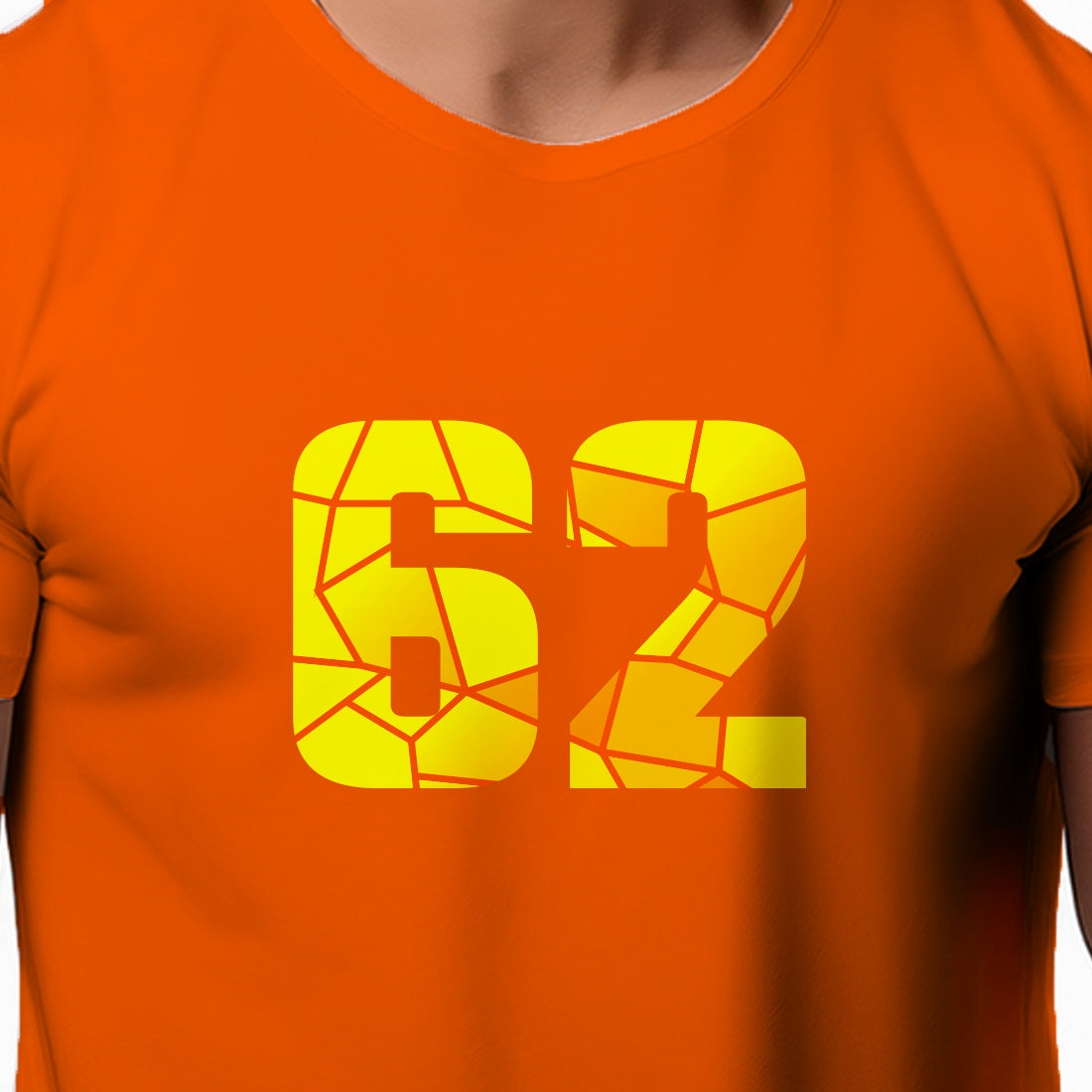 62 Number Men Unisex T-Shirt (Orange)