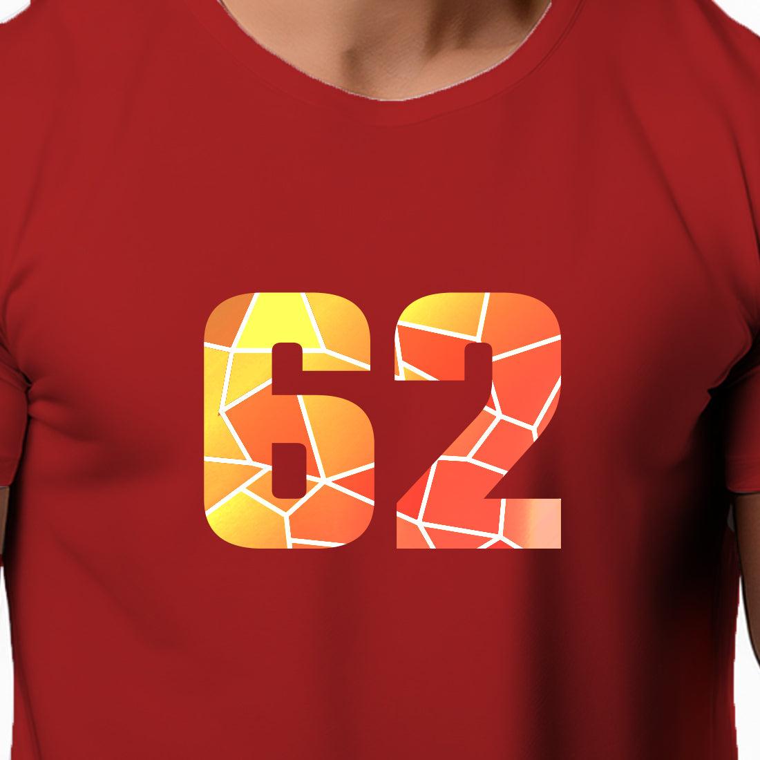 62 Number Men Unisex T-Shirt (Red)
