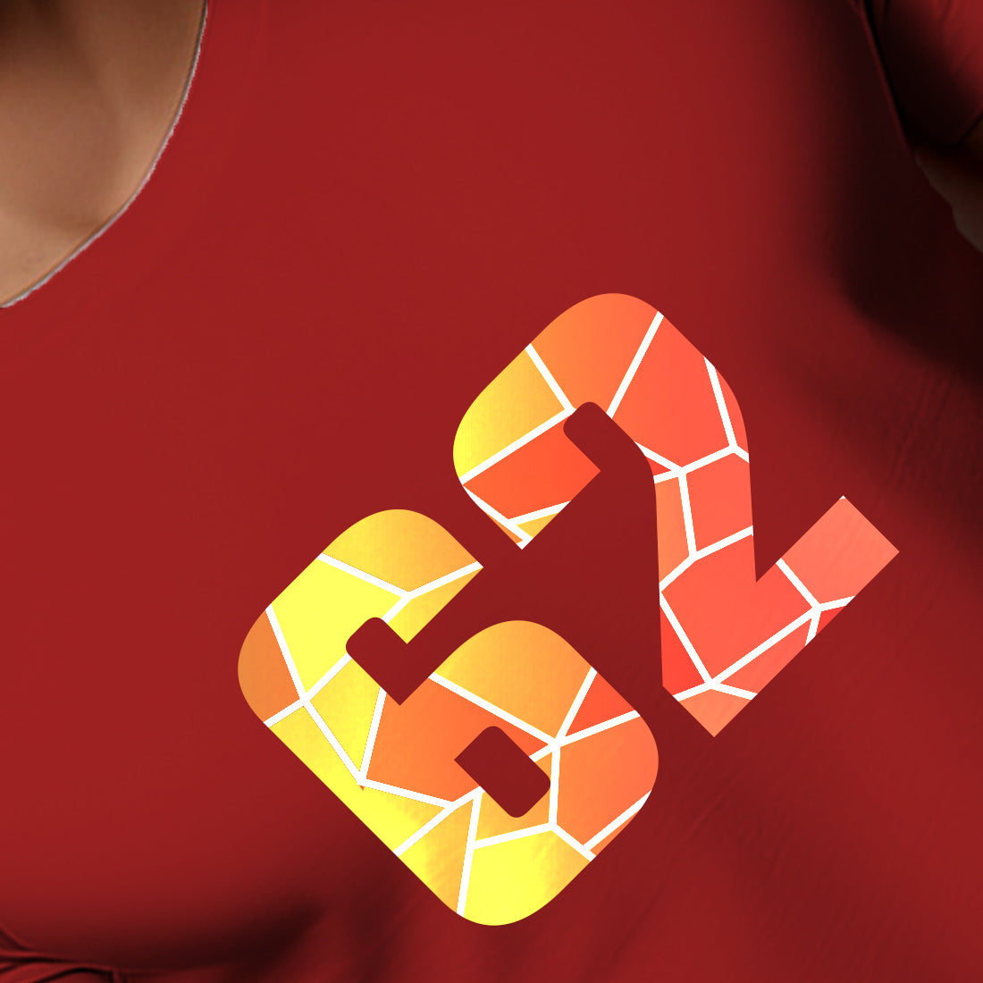 62 Number Men Unisex T-Shirt (Red)