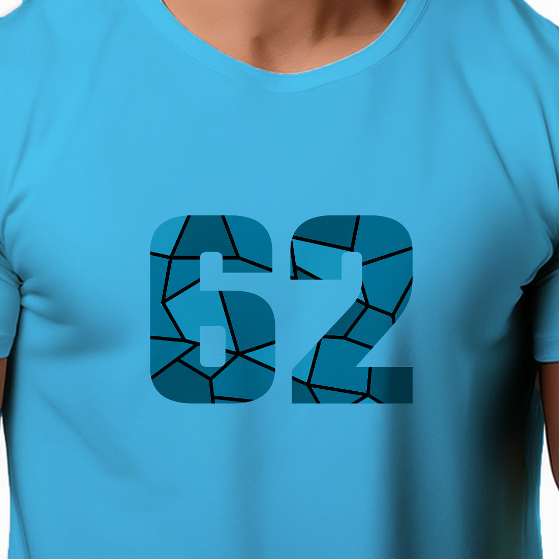 62 Number Men Unisex T-Shirt (Sky Blue)