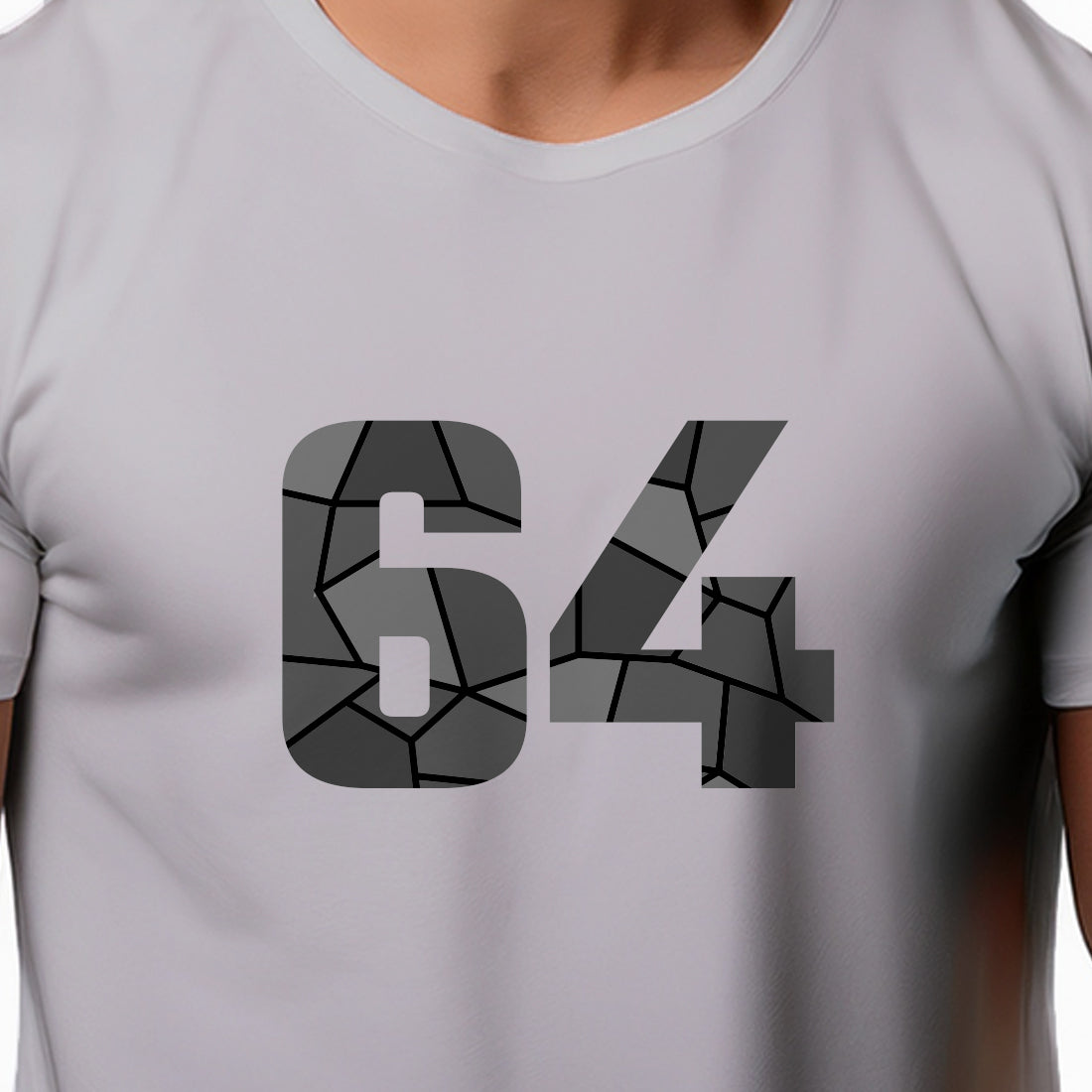 64 Number Men Unisex T-Shirt (Melange Grey)