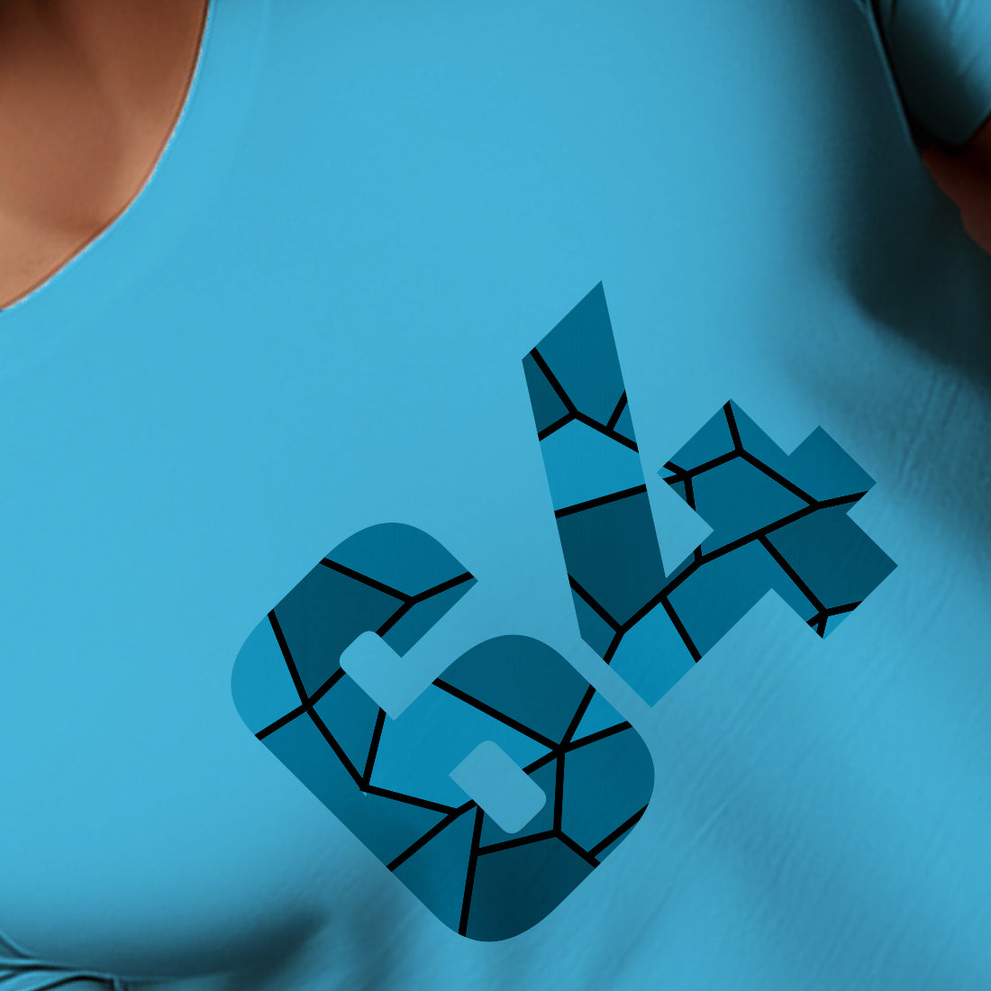 64 Number Men Unisex T-Shirt (Sky Blue)