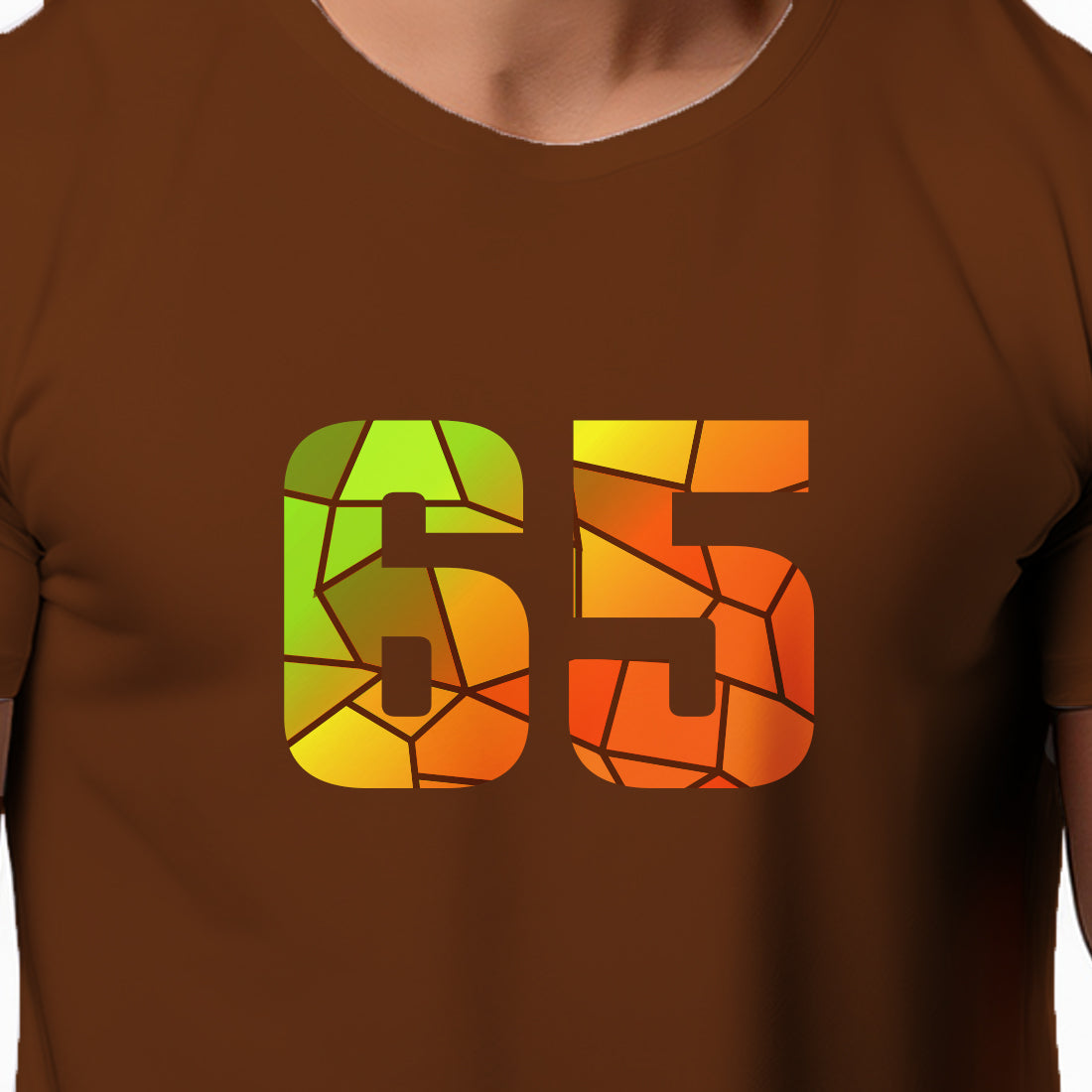 65 Number Men Unisex T-Shirt (Brown)