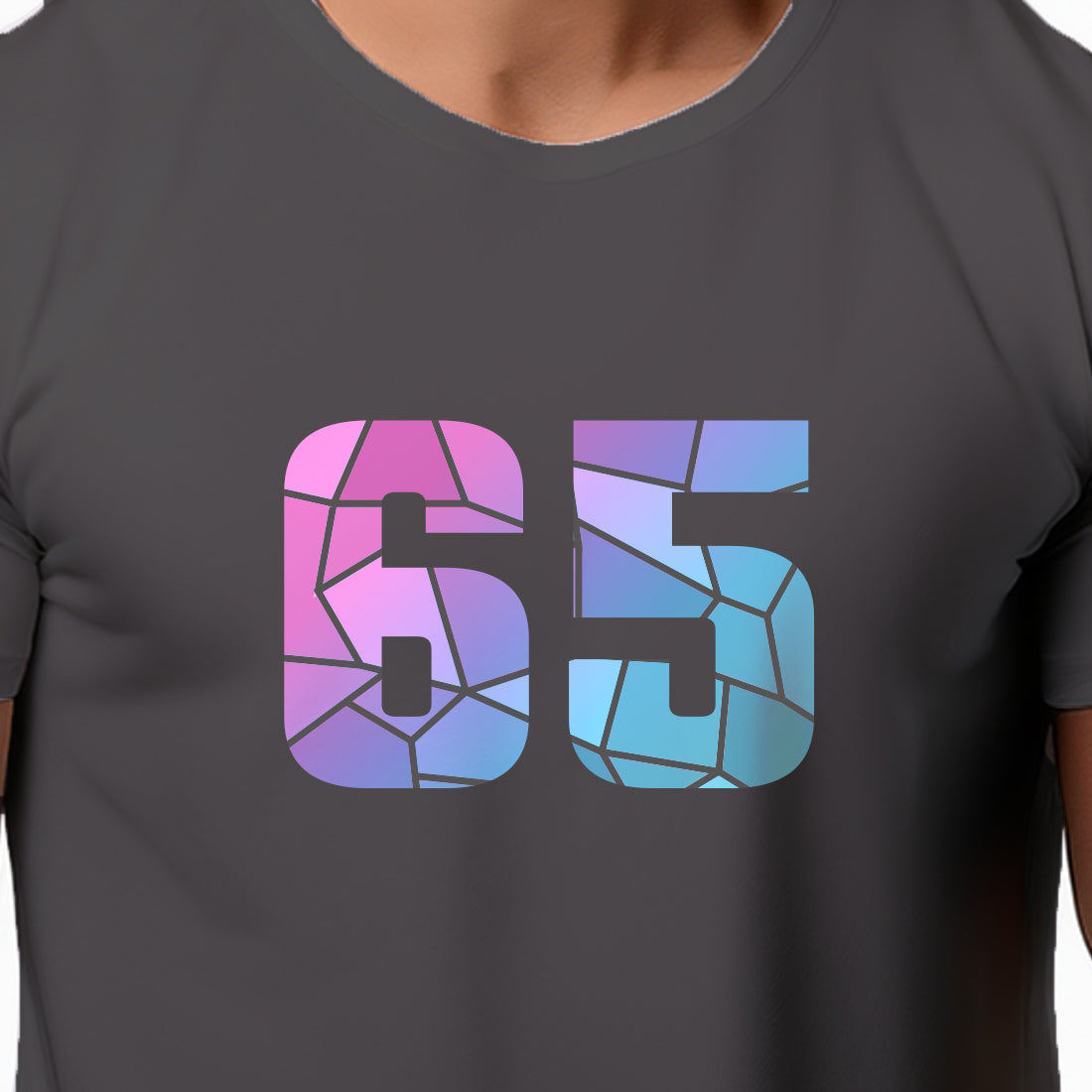 65 Number Men Unisex T-Shirt (Charcoal Grey)
