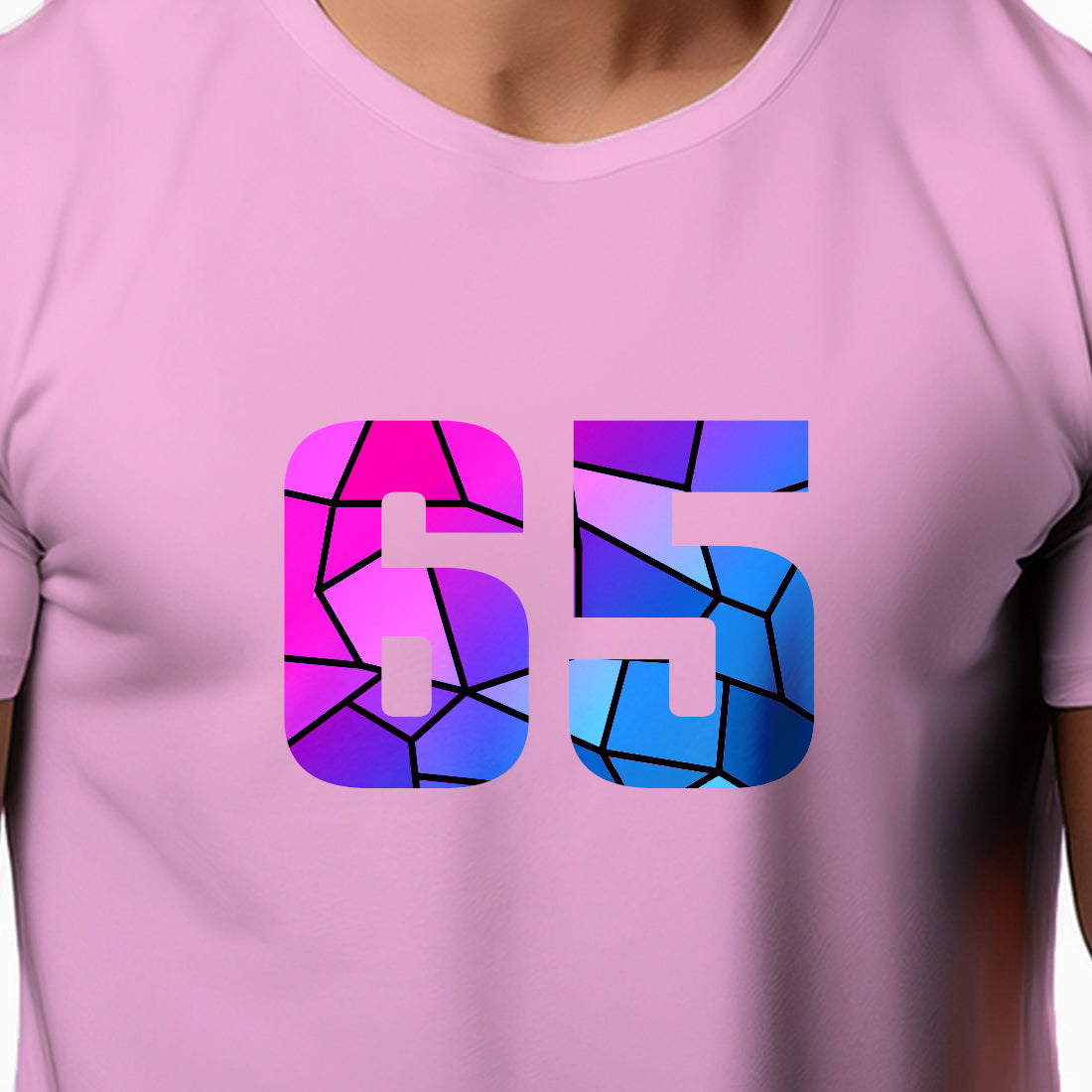 65 Number Men Unisex T-Shirt (Light Pink)