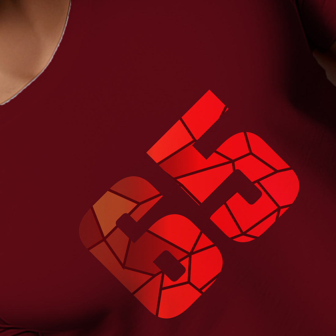 65 Number Men Unisex T-Shirt (Maroon)
