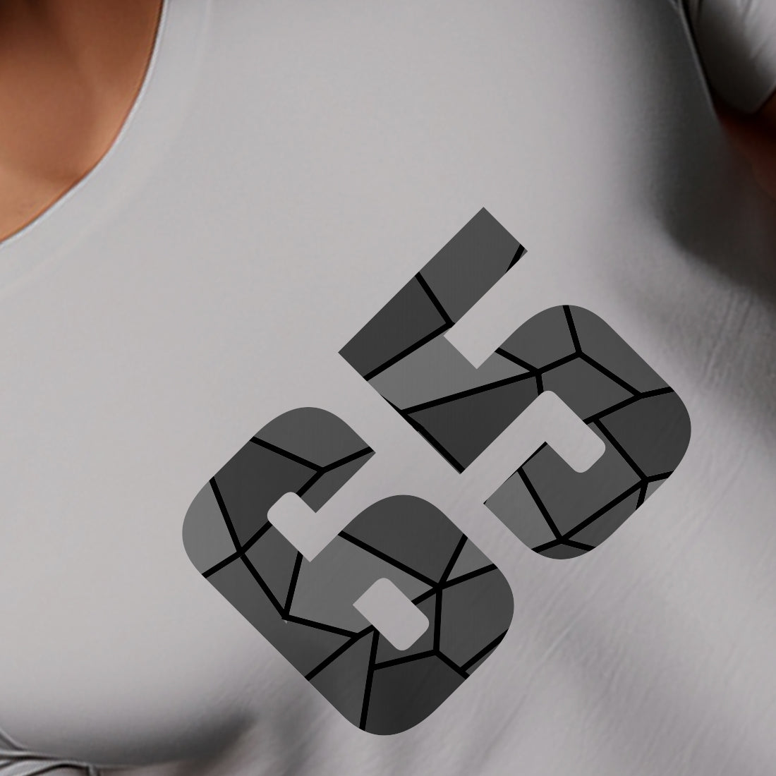 65 Number Men Unisex T-Shirt (Melange Grey)