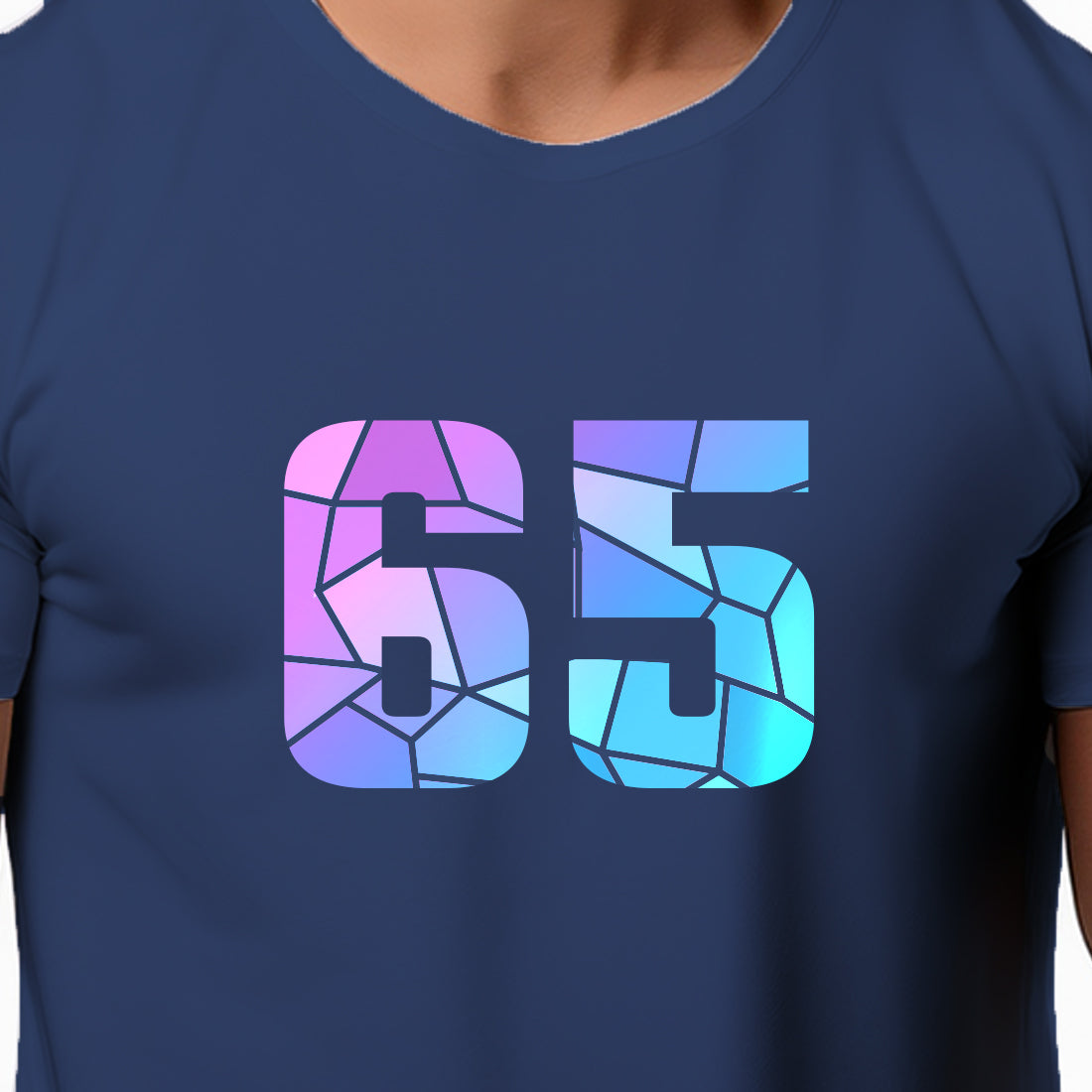 65 Number Men Unisex T-Shirt (Navy Blue)