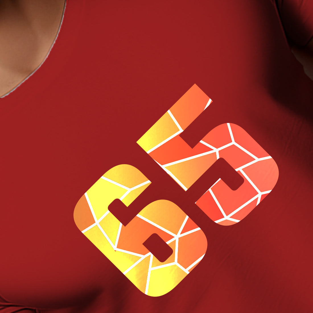 65 Number Men Unisex T-Shirt (Red)