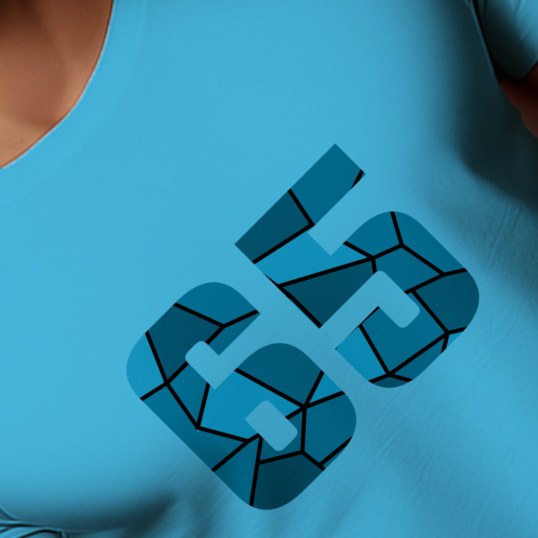 65 Number Men Unisex T-Shirt (Sky Blue)