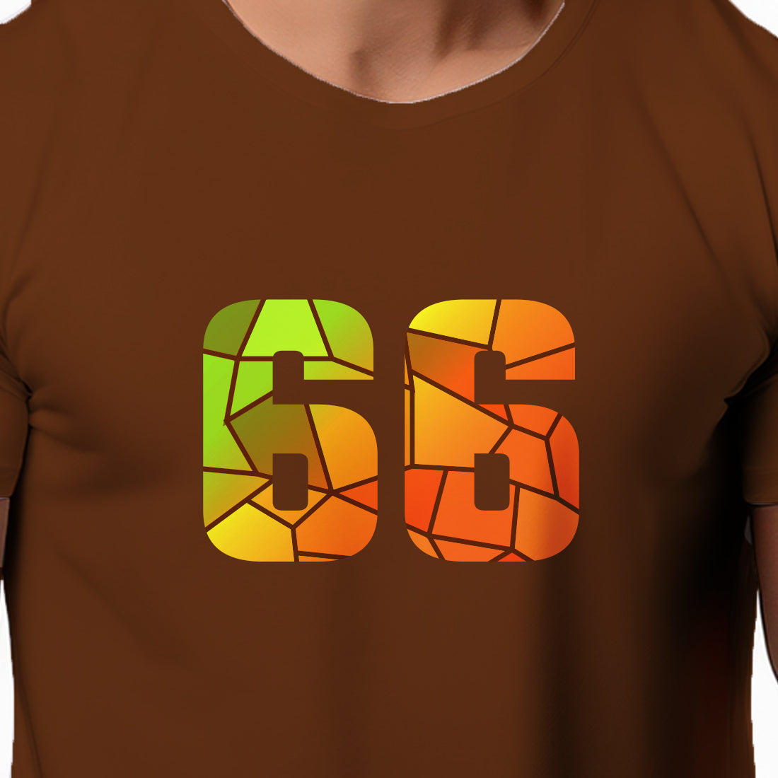 66 Number Men Unisex T-Shirt (Brown)