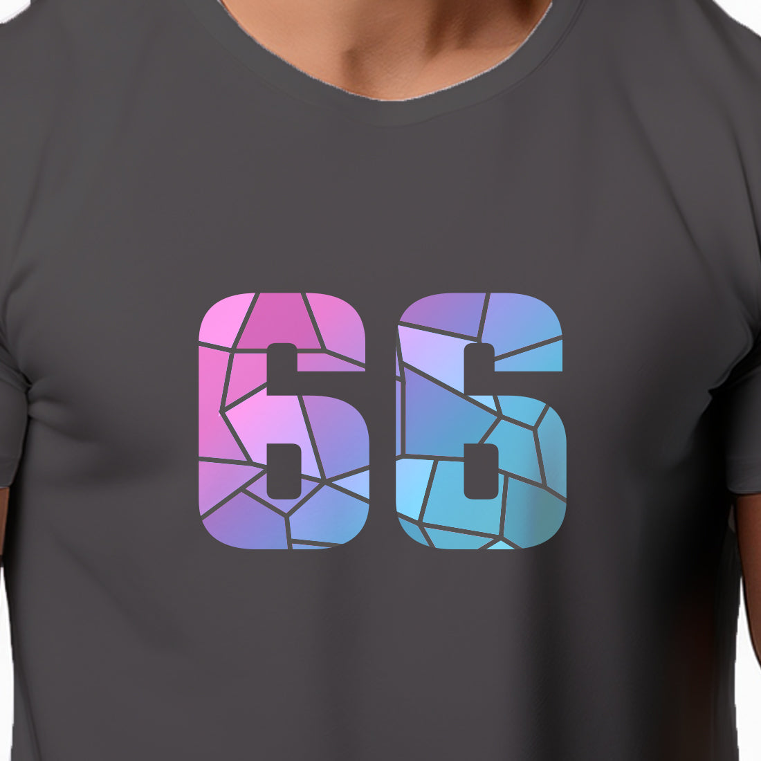 66 Number Men Unisex T-Shirt (Charcoal Grey)