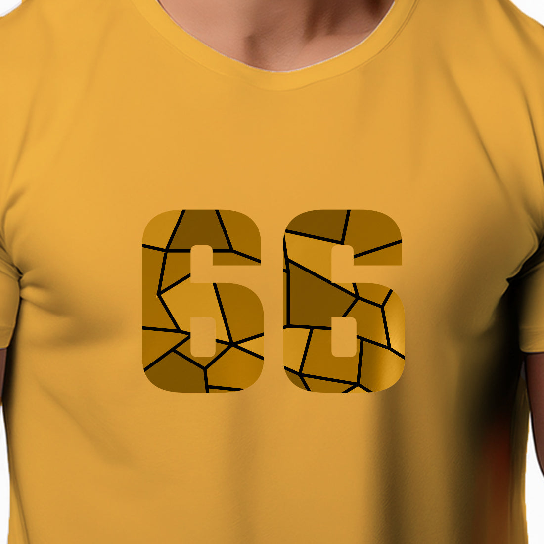 66 Number Men Unisex T-Shirt (Golden Yellow)
