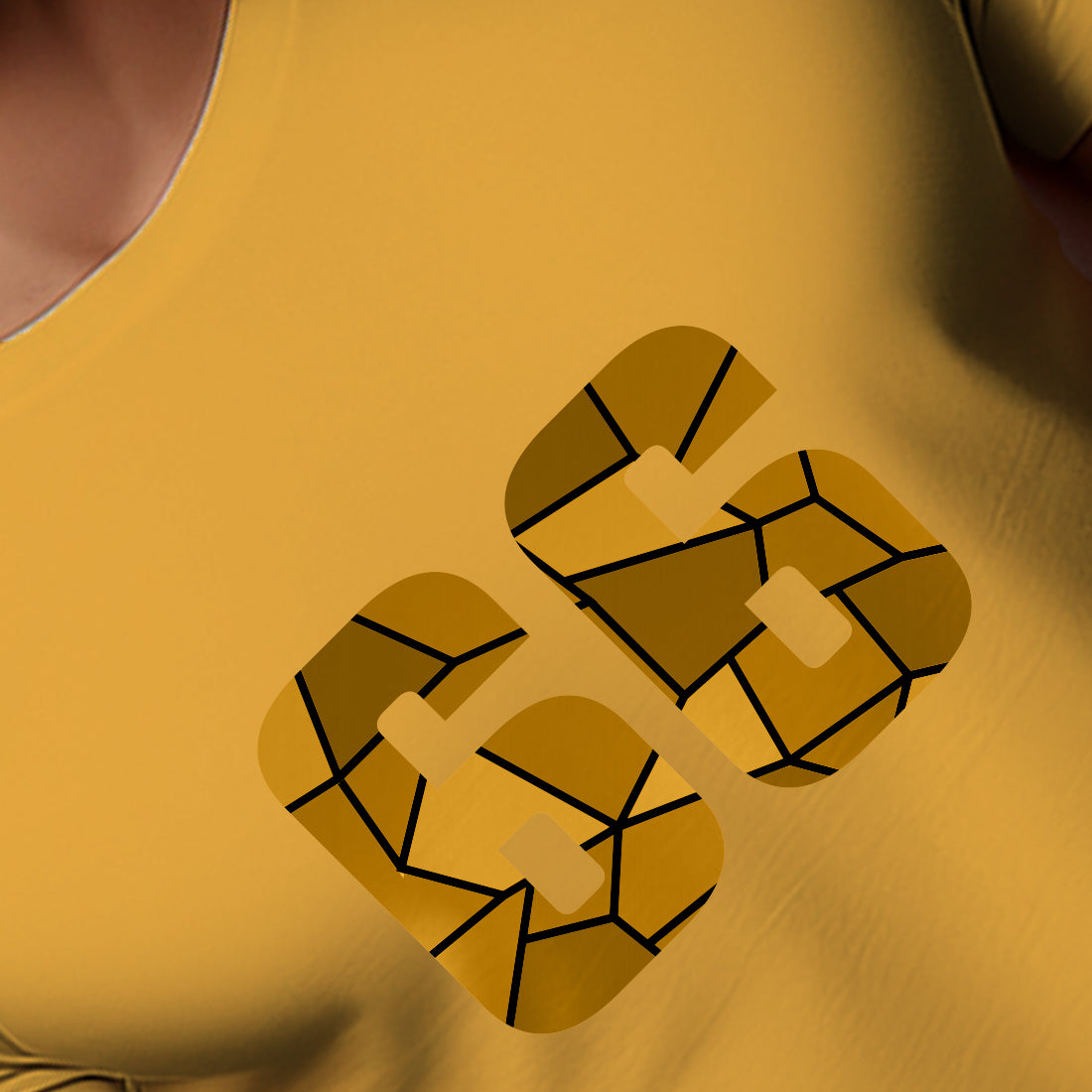 66 Number Men Unisex T-Shirt (Golden Yellow)