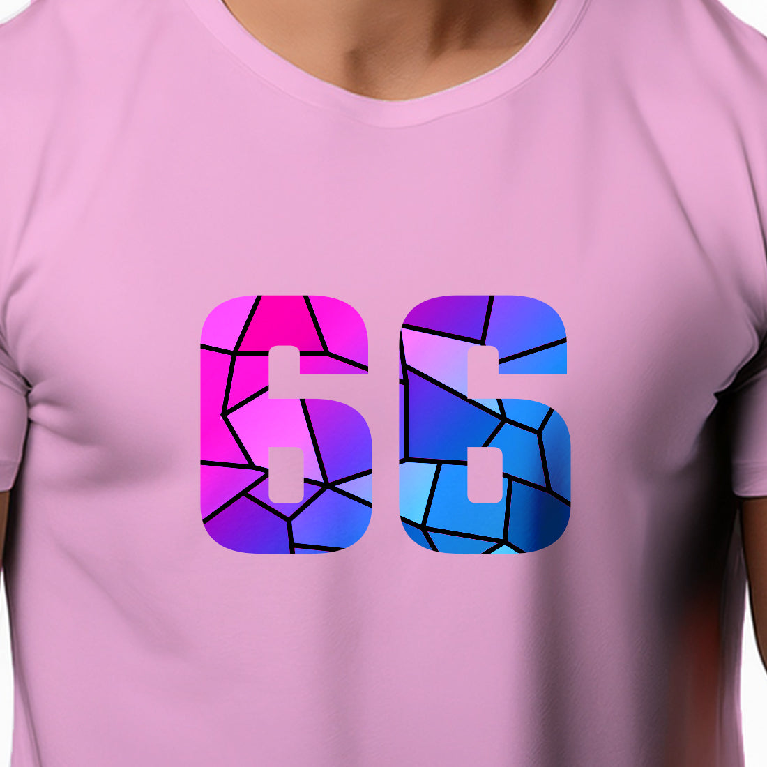 66 Number Men Unisex T-Shirt (Light Pink)