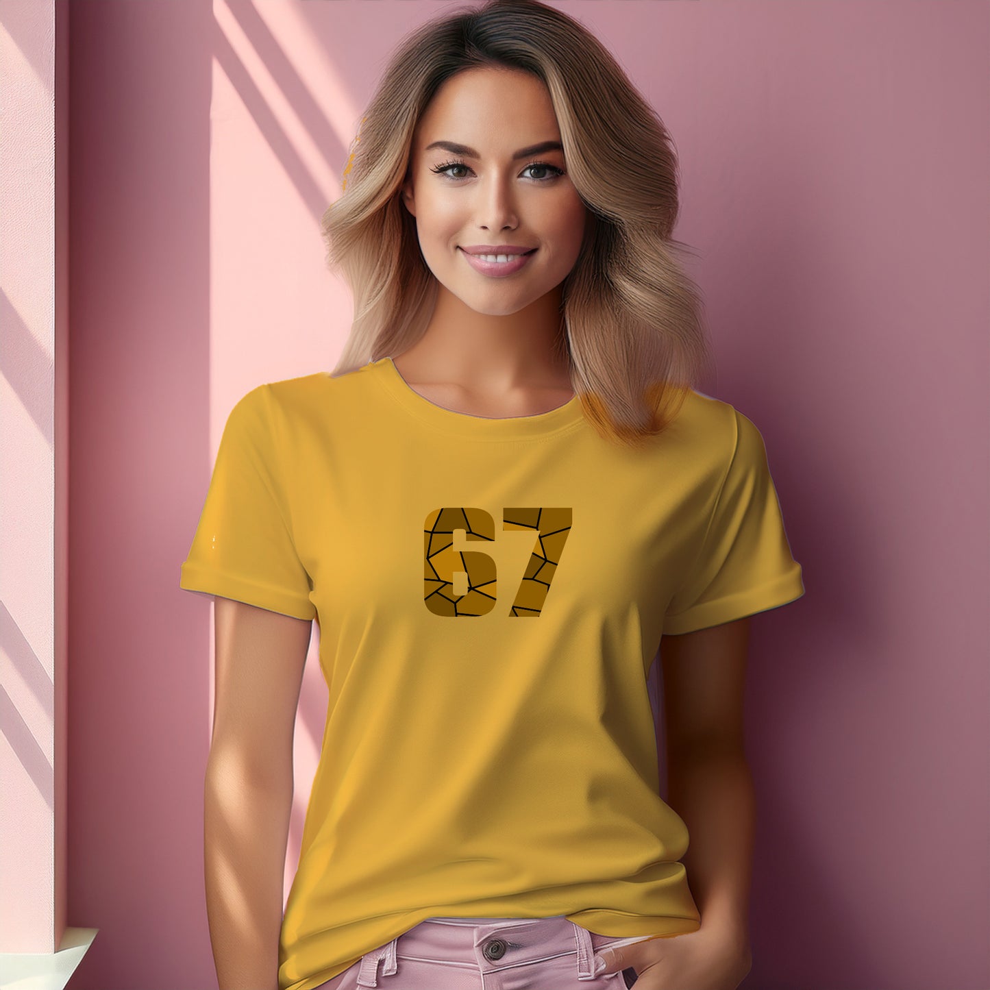 67 Number Women T-Shirt (Golden Yellow)