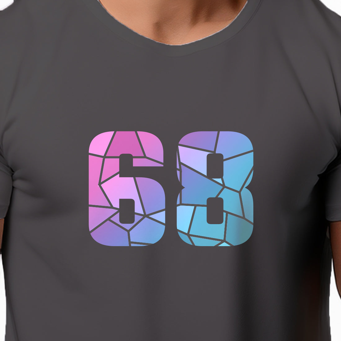 68 Number Men Unisex T-Shirt (Charcoal Grey)