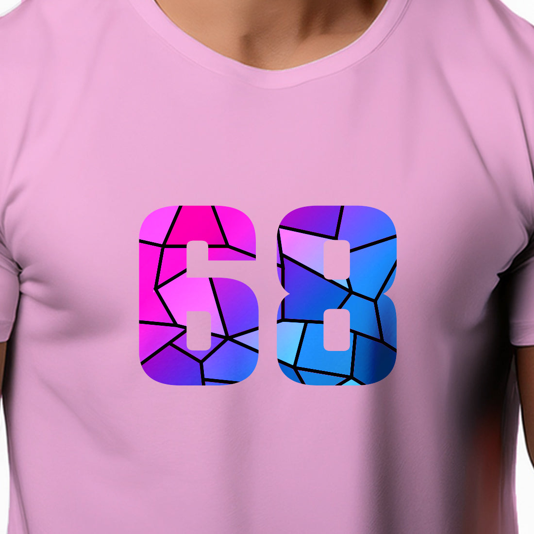 68 Number Men Unisex T-Shirt (Light Pink)