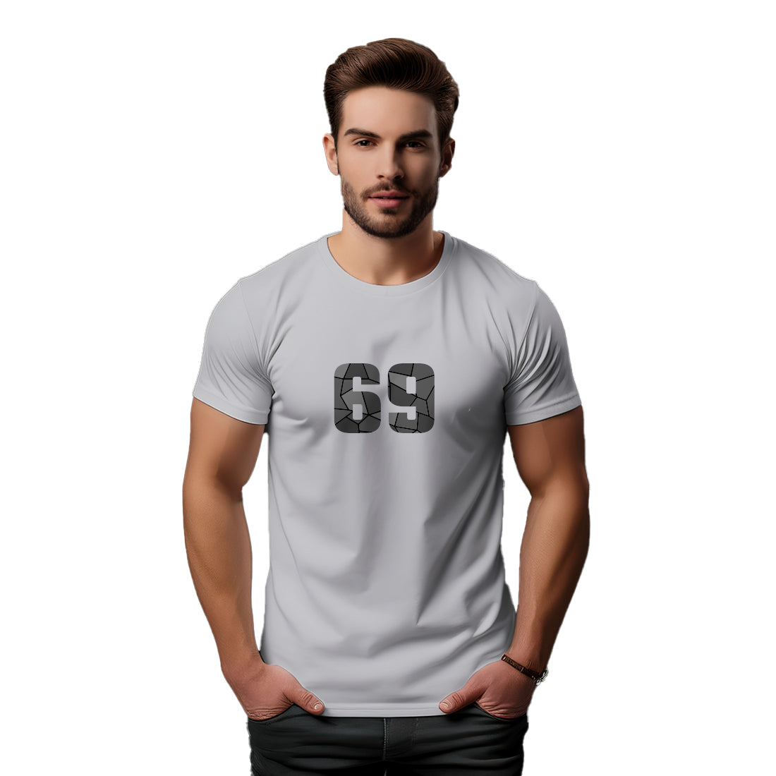 69 Number Men Unisex T-Shirt (Melange Grey)