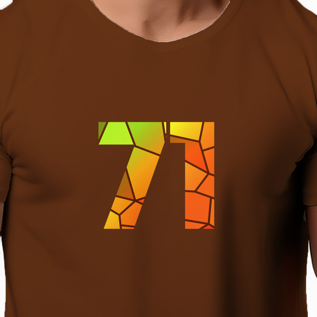71 Number Men Unisex T-Shirt (Brown)