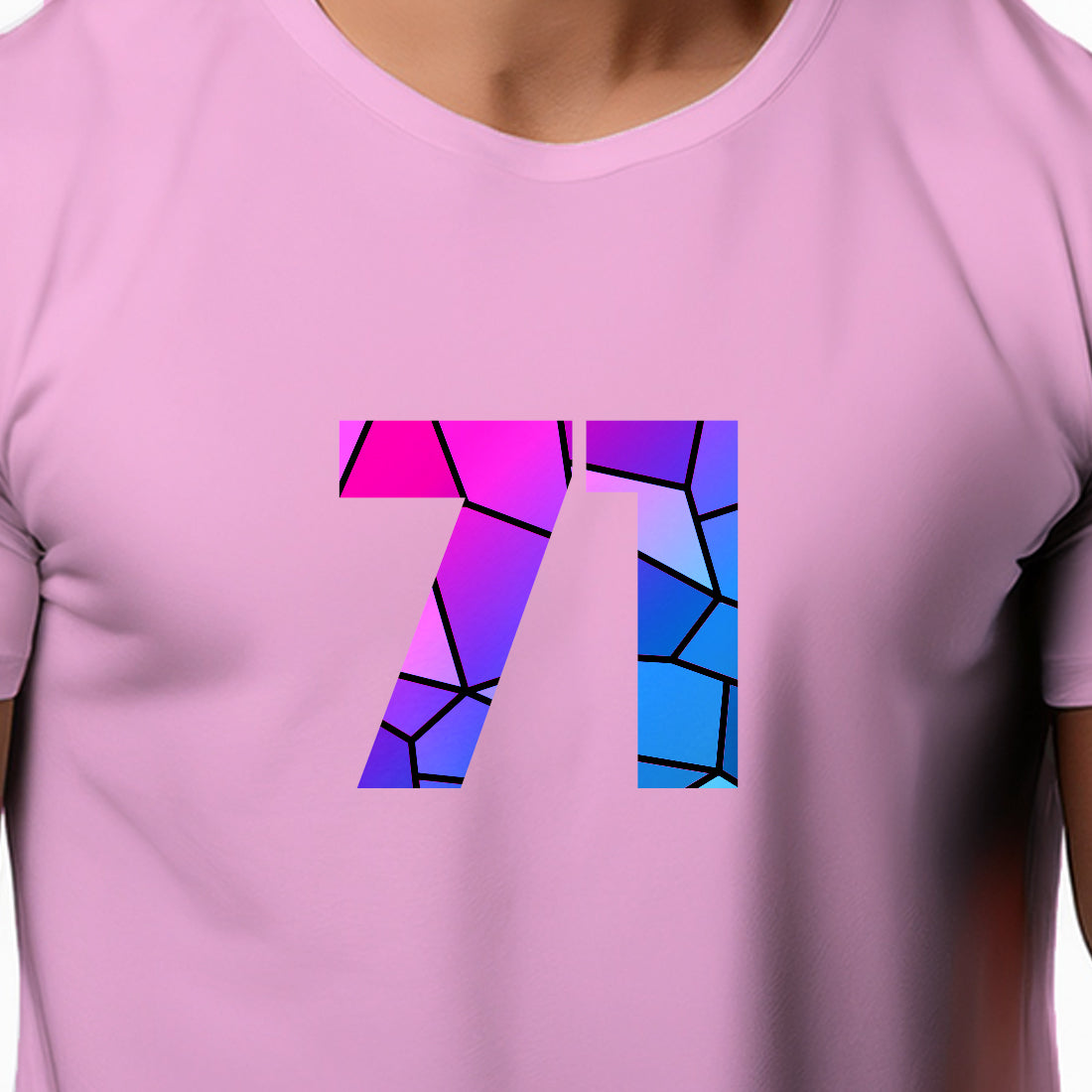 71 Number Men Unisex T-Shirt (Light Pink)