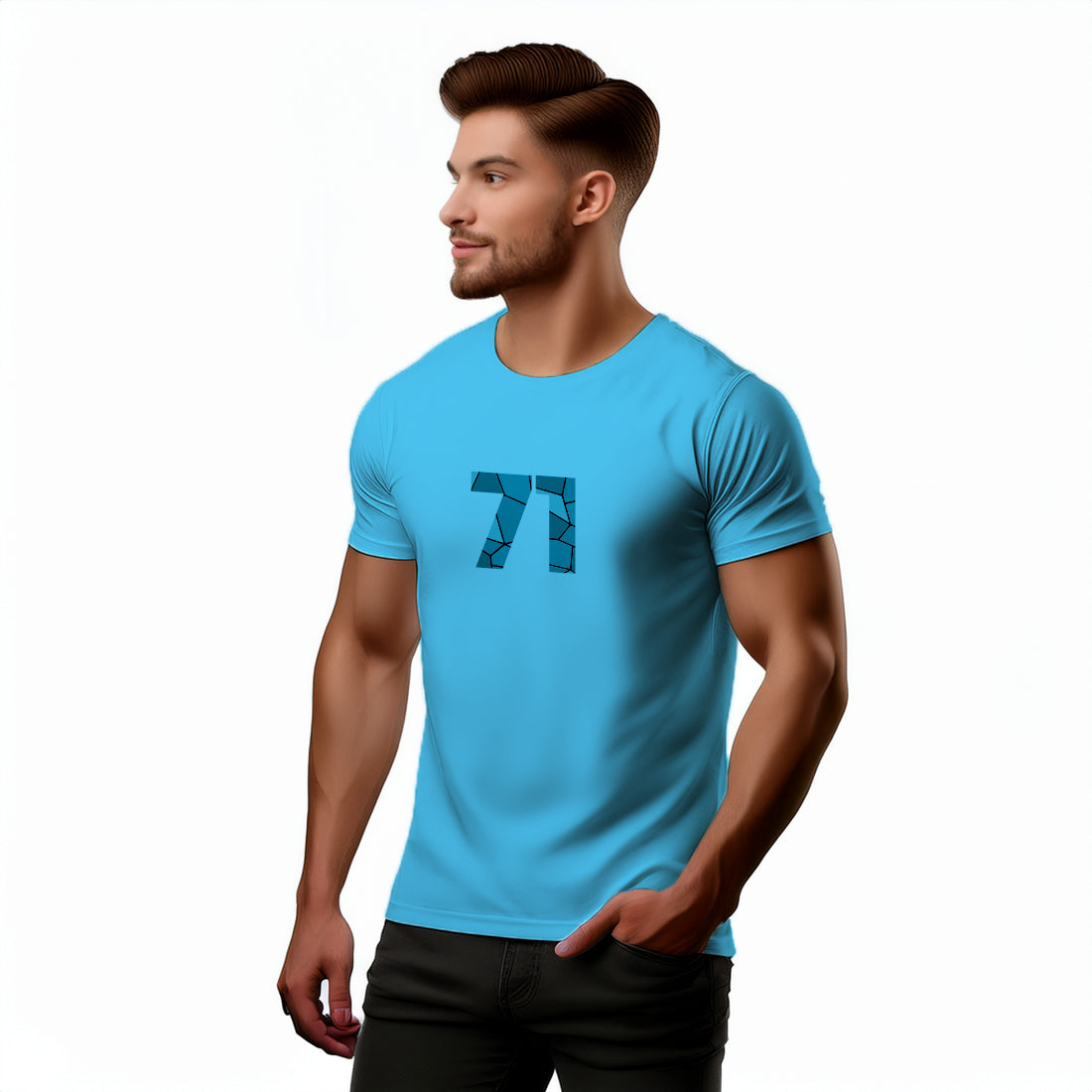 71 Number Men Unisex T-Shirt (Sky Blue)