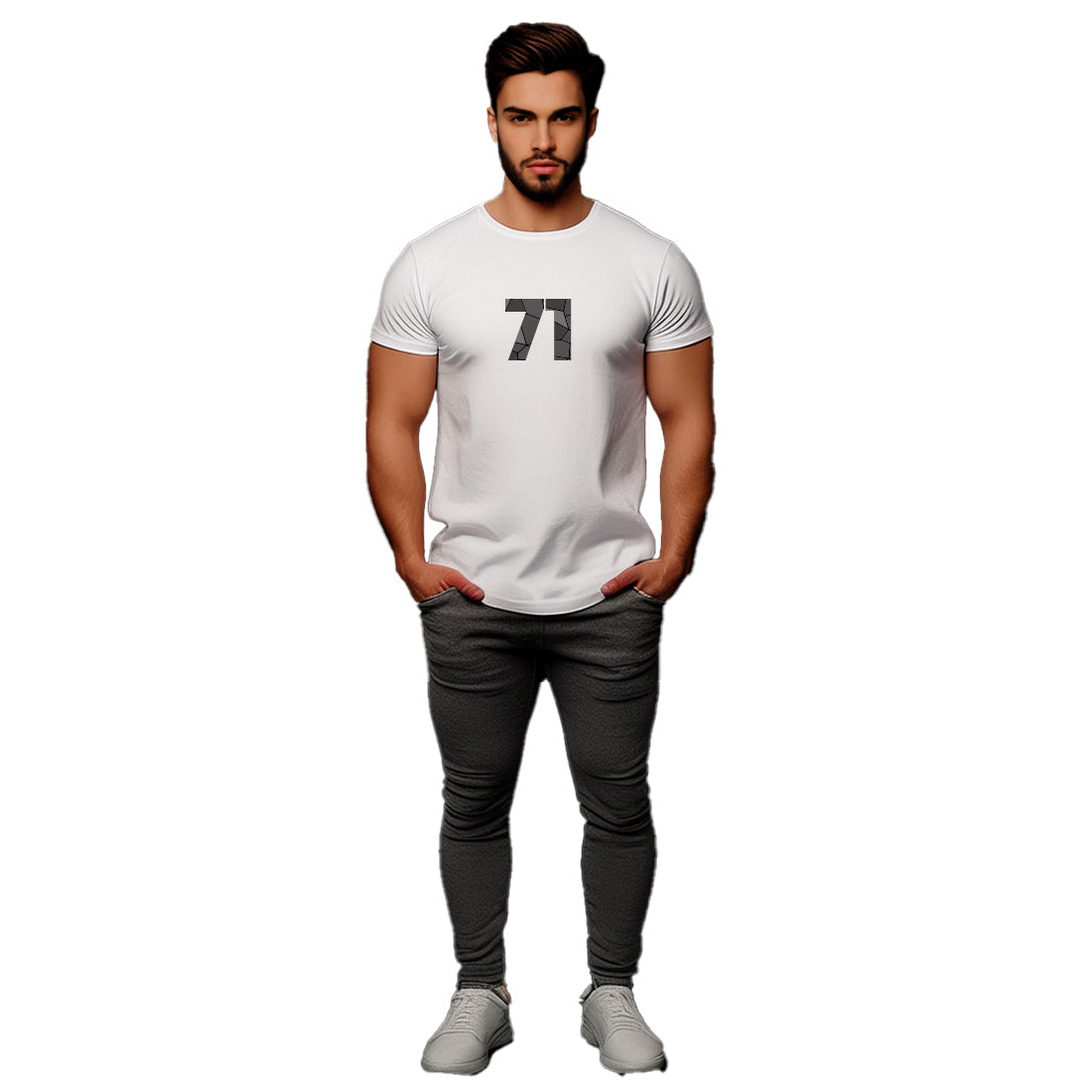 71 Number Men Unisex T-Shirt (White)