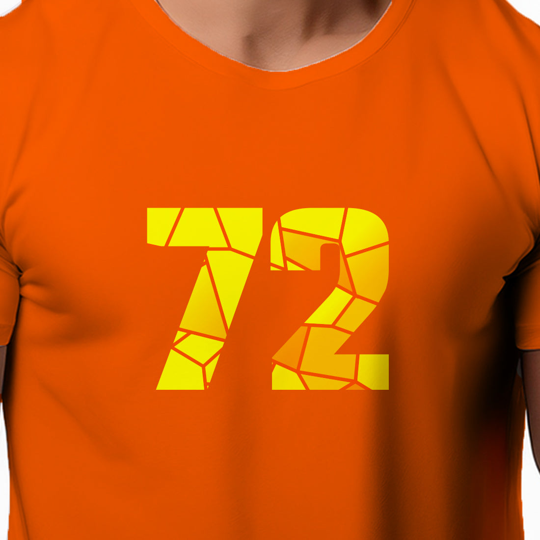 72 Number Men Unisex T-Shirt (Orange)