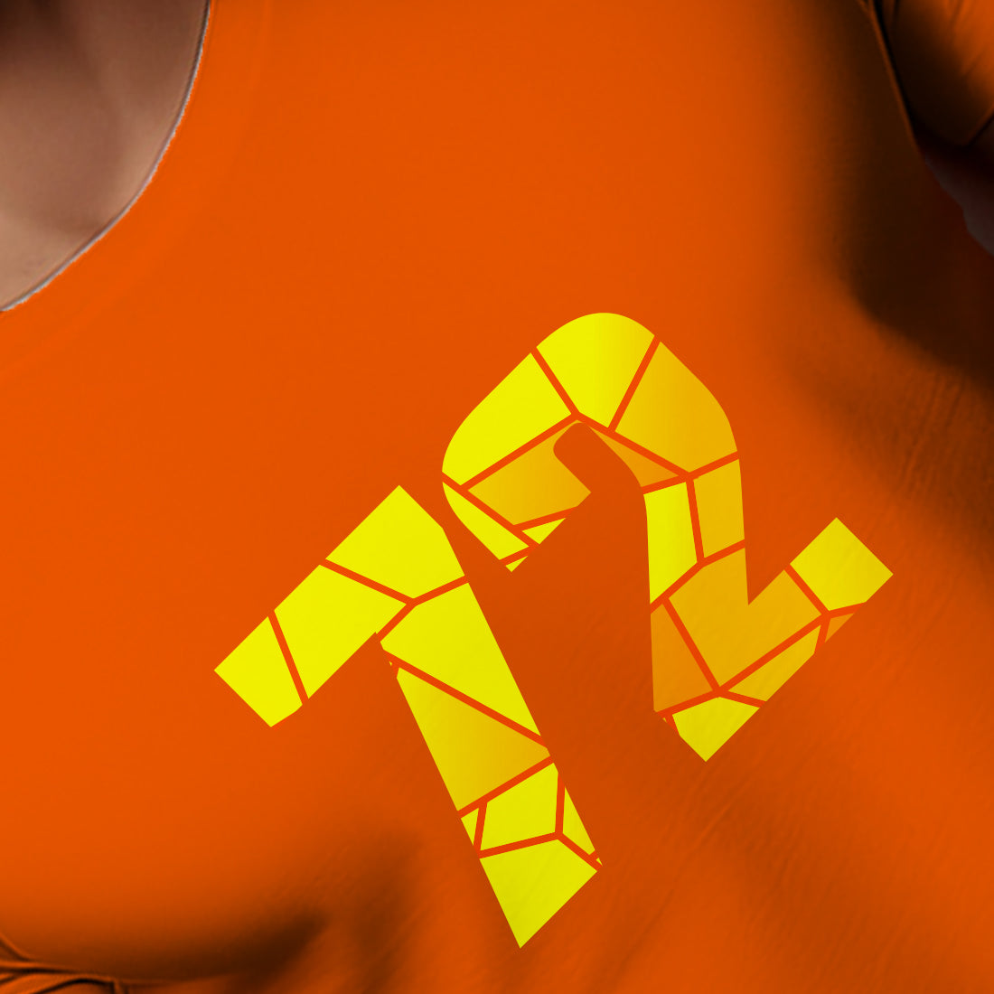 72 Number Men Unisex T-Shirt (Orange)