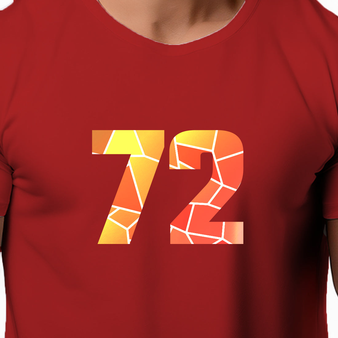 72 Number Men Unisex T-Shirt (Red)