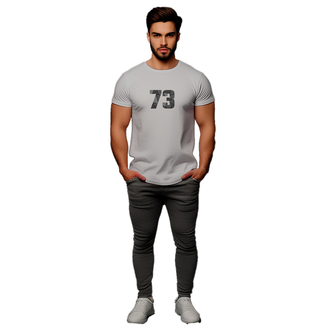 73 Number Men Unisex T-Shirt (Melange Grey)
