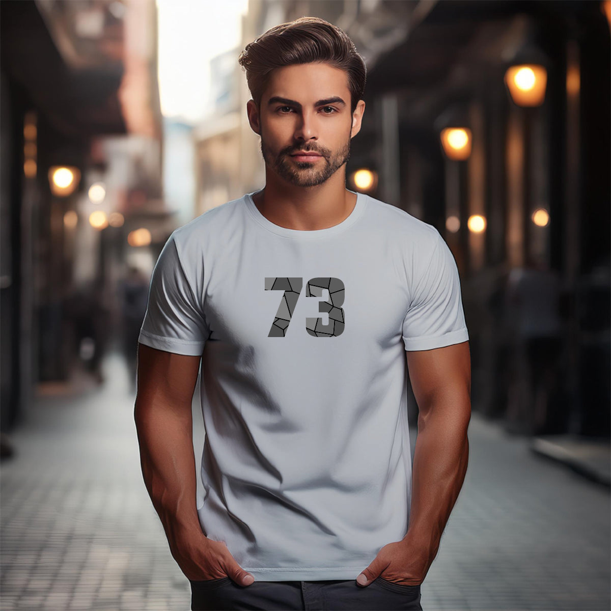 73 Number Men Unisex T-Shirt (Melange Grey)