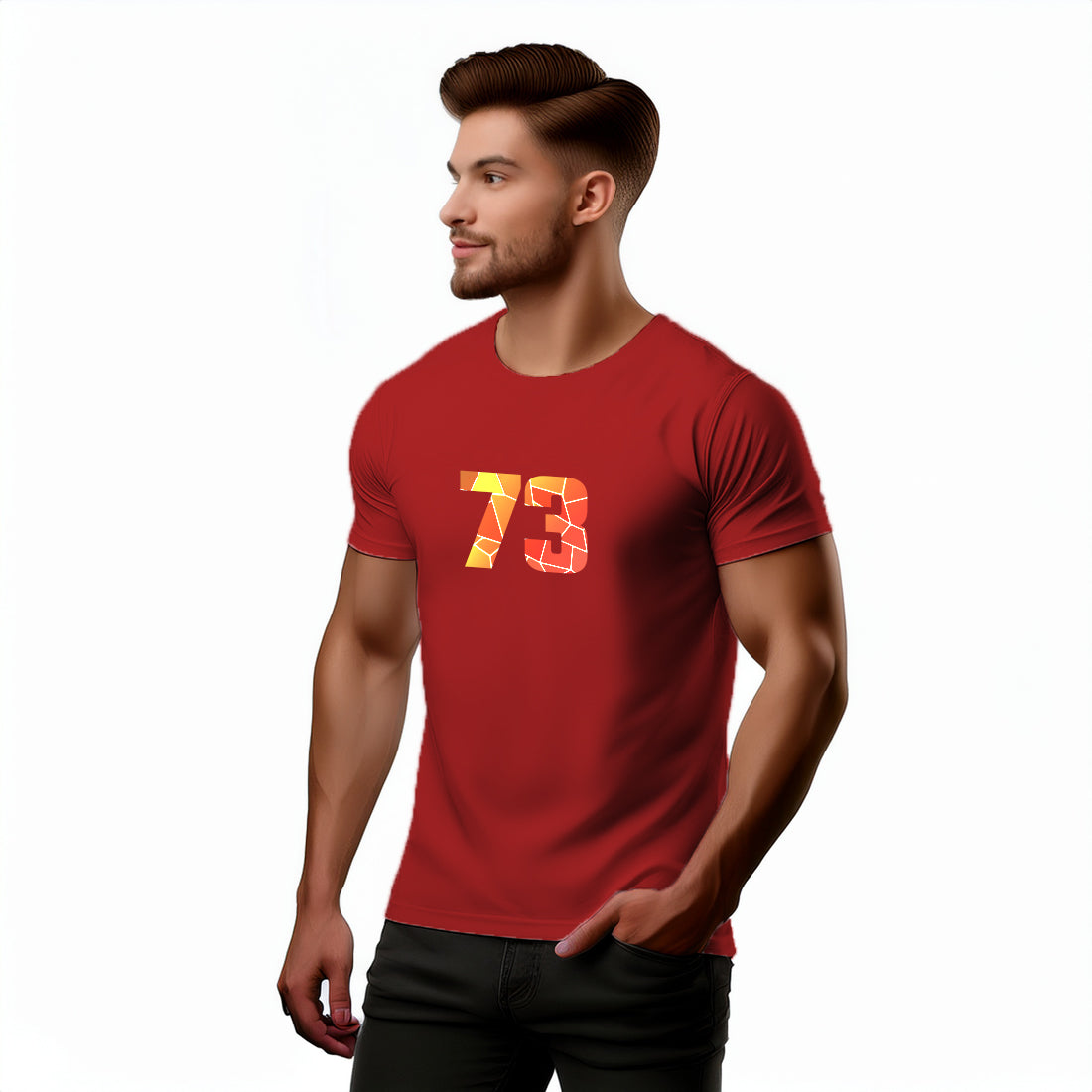 73 Number Men Unisex T-Shirt (Red)