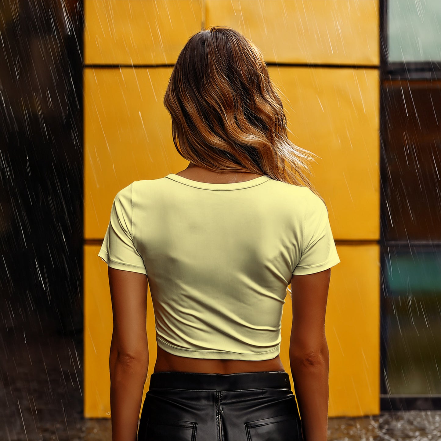 00 Number Women Crop Top (Butter Yellow)