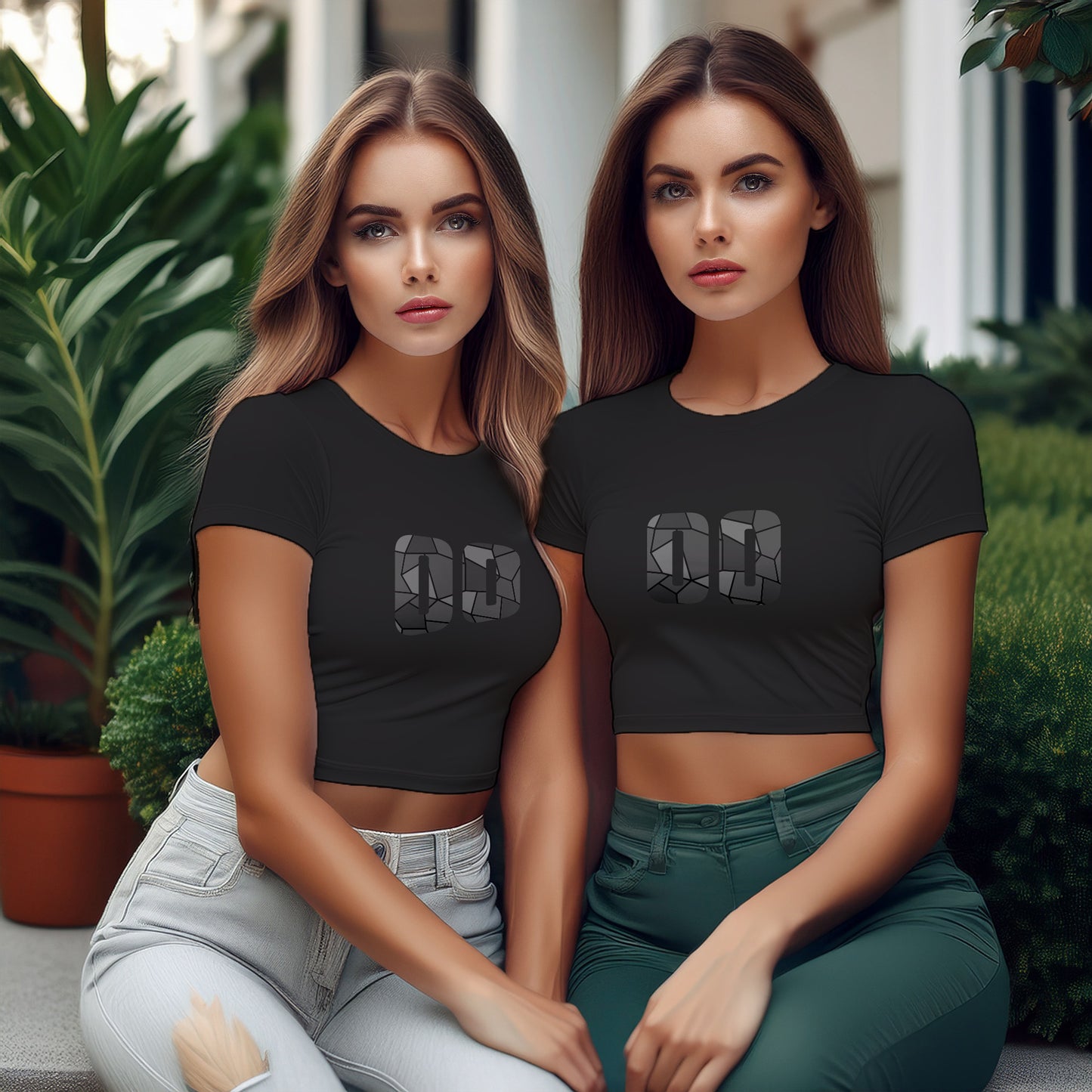 00 Number Women Crop Top (Black)
