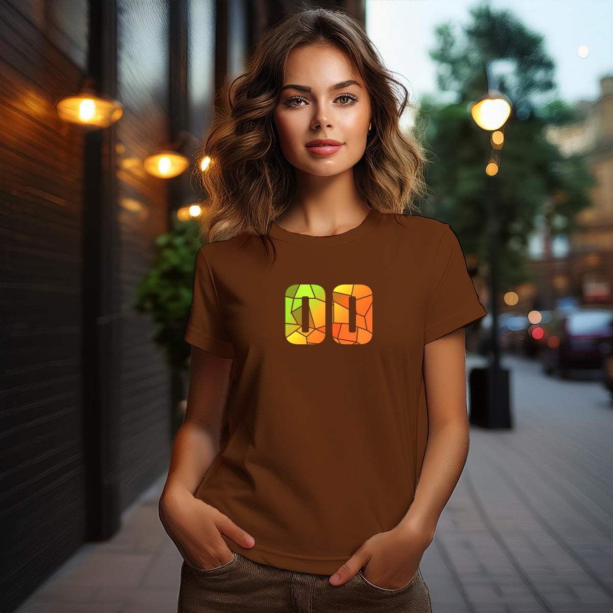 00 Number Women T-Shirt (Brown)