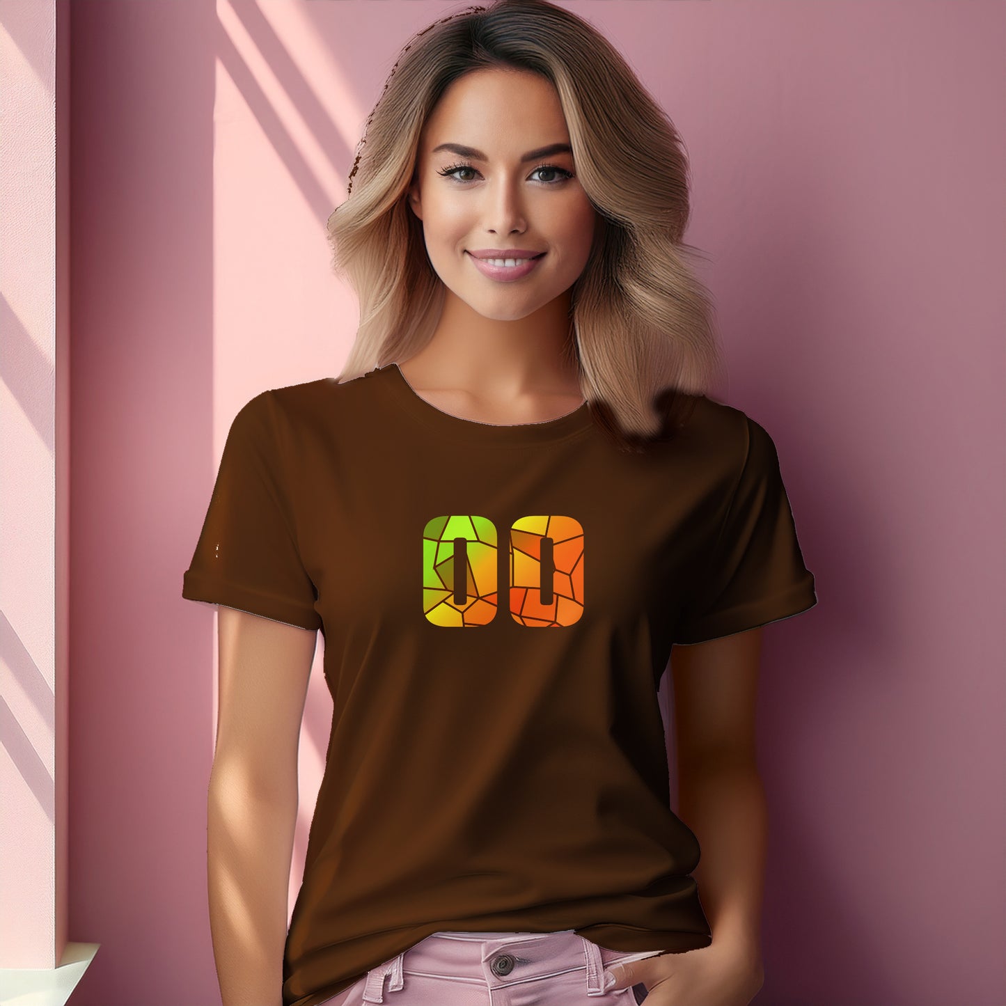 00 Number Women T-Shirt (Brown)