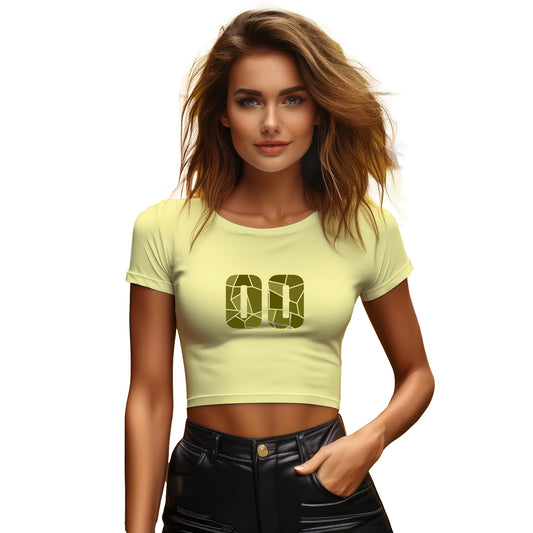 00 Number Women Crop Top (Butter Yellow)