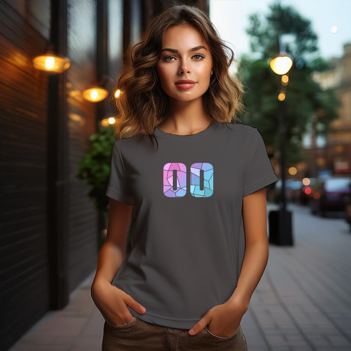 00 Number Women T-Shirt (Charcoal Grey)