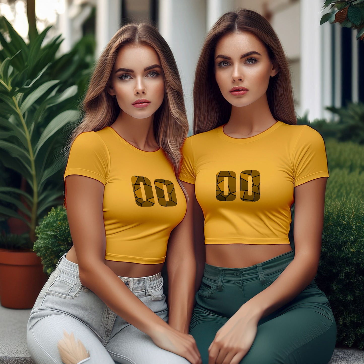 00 Number Women Crop Top (Golden Yellow)