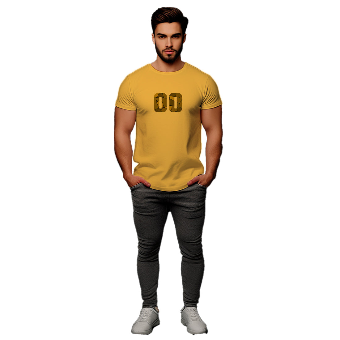 00 Number Men Unisex T-Shirt (Golden Yellow)