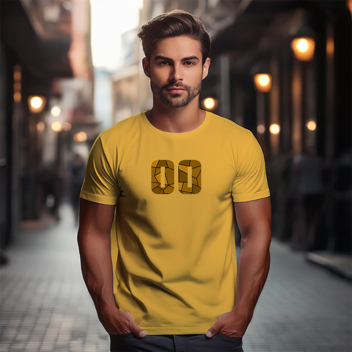 00 Number Men Unisex T-Shirt (Golden Yellow)