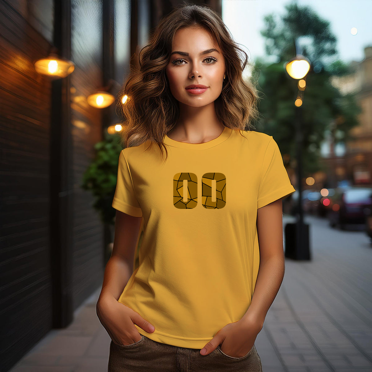 00 Number Women T-Shirt (Golden Yellow)