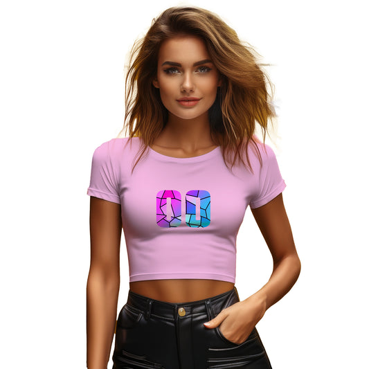 00 Number Women Crop Top (Light Pink)