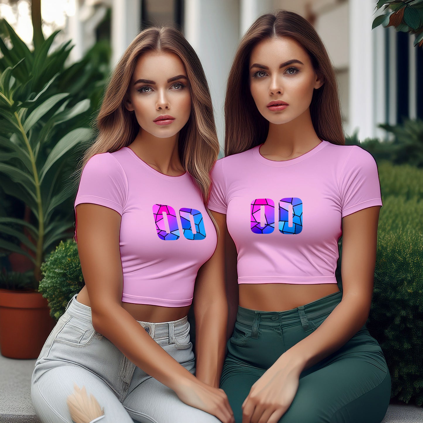 00 Number Women Crop Top (Light Pink)
