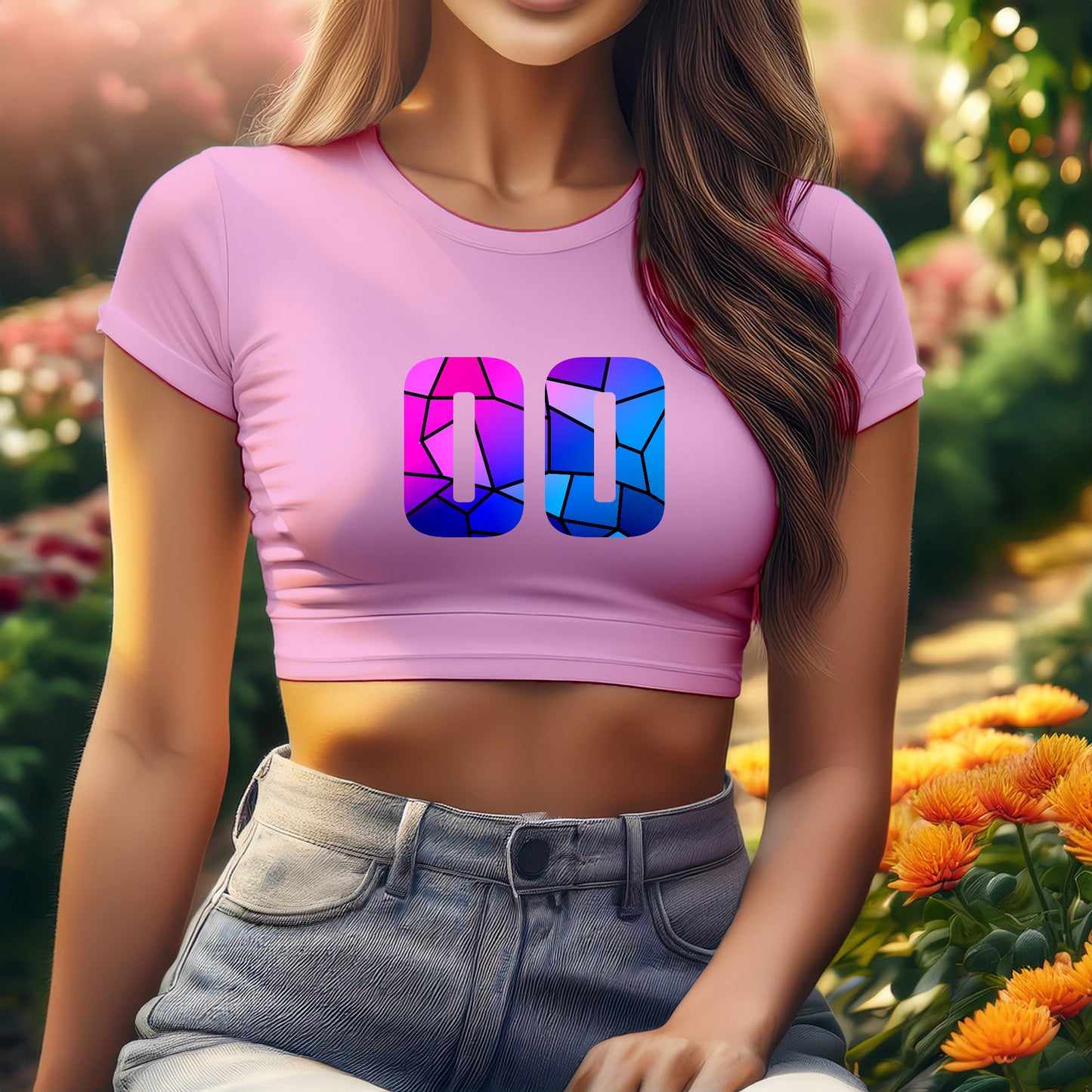 00 Number Women Crop Top (Light Pink)