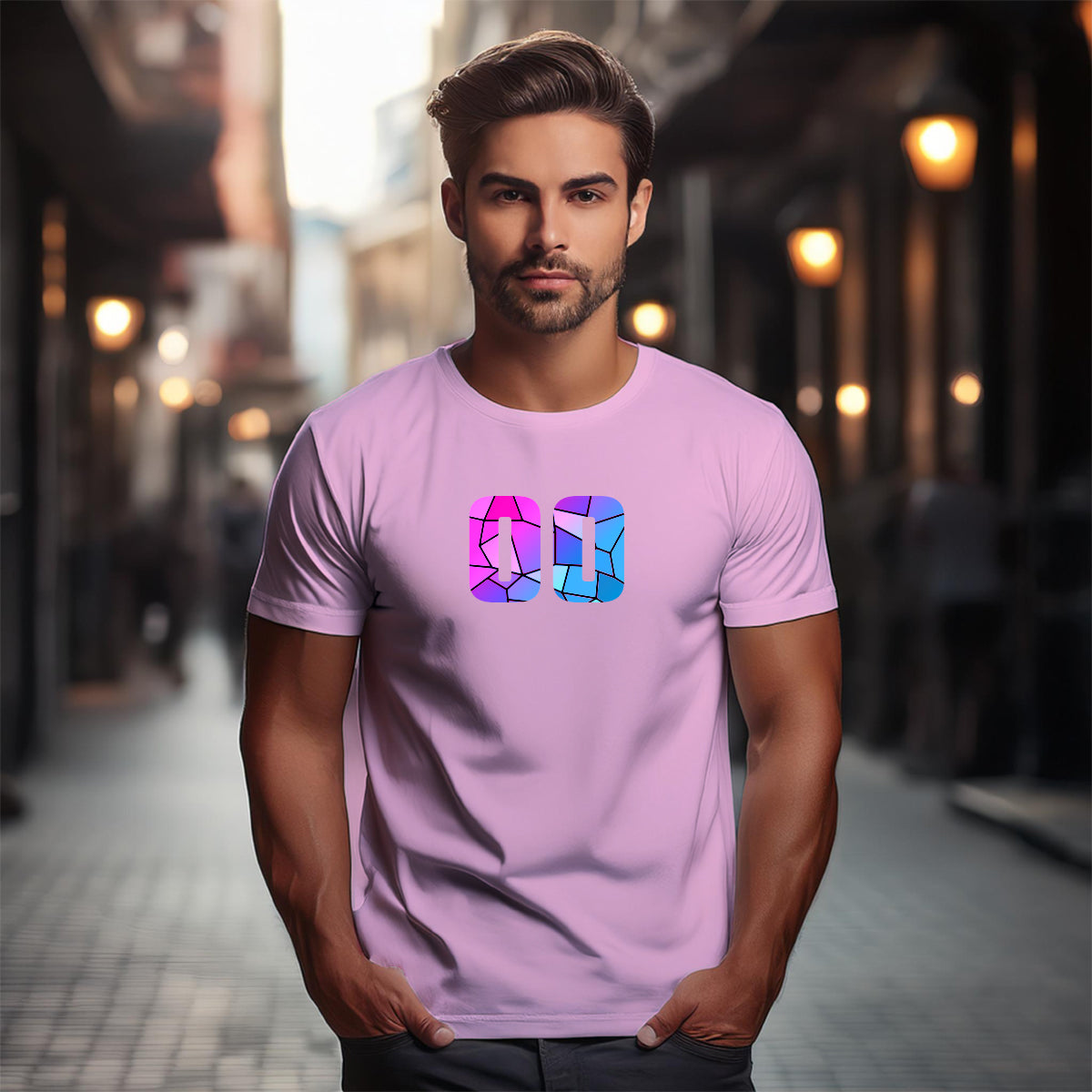 00 Number Men Unisex T-Shirt (Light Pink)