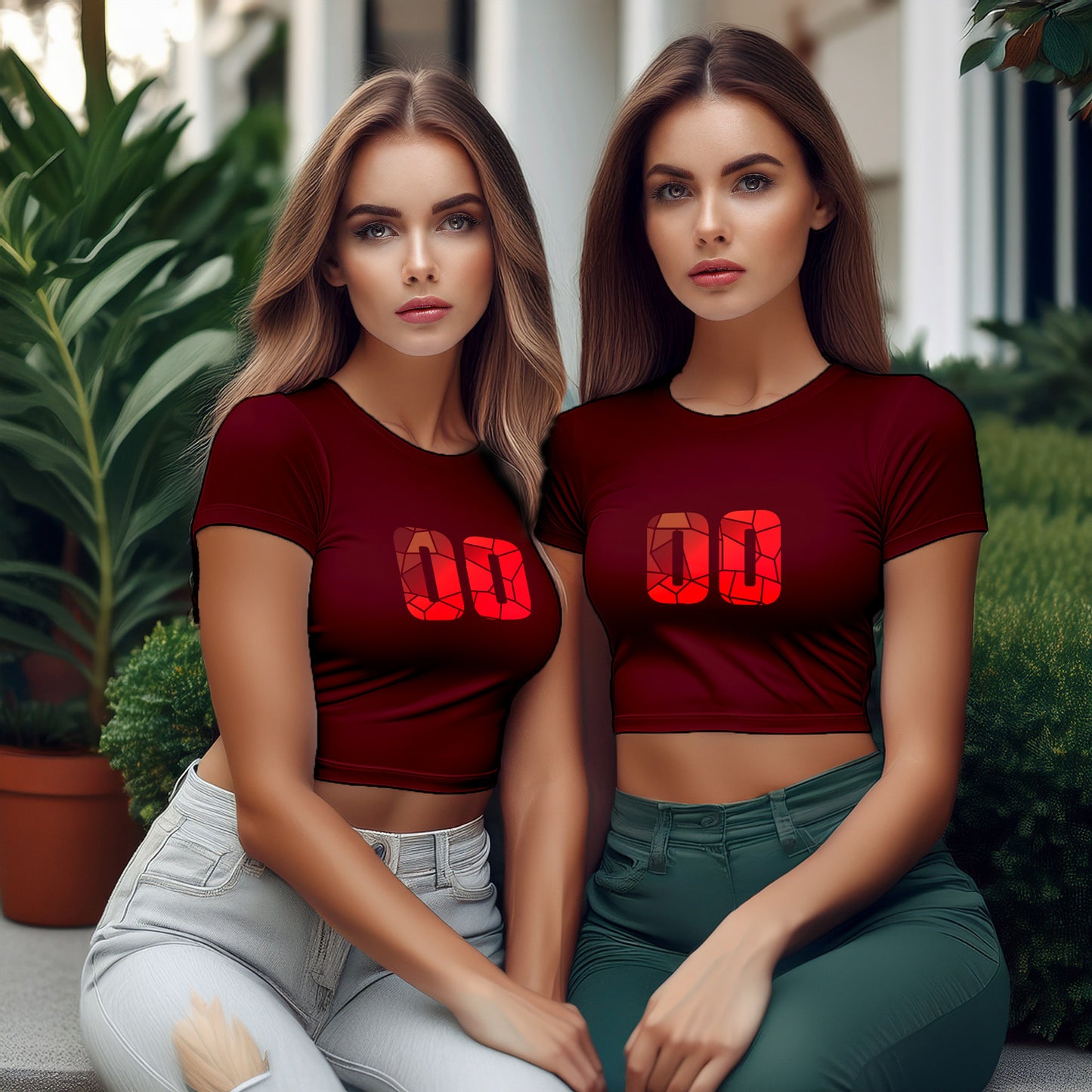 00 Number Women Crop Top (Maroon)
