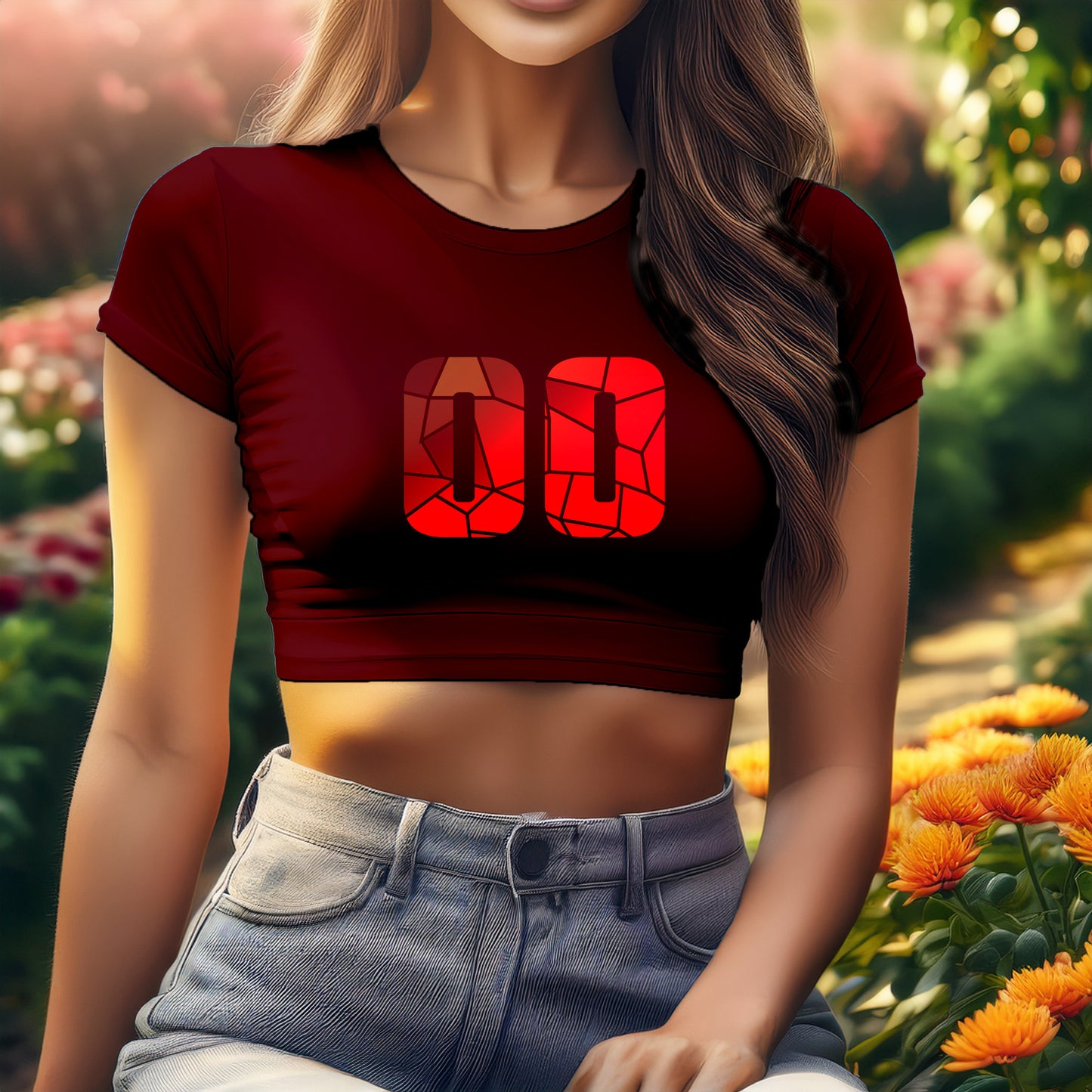 00 Number Women Crop Top (Maroon)